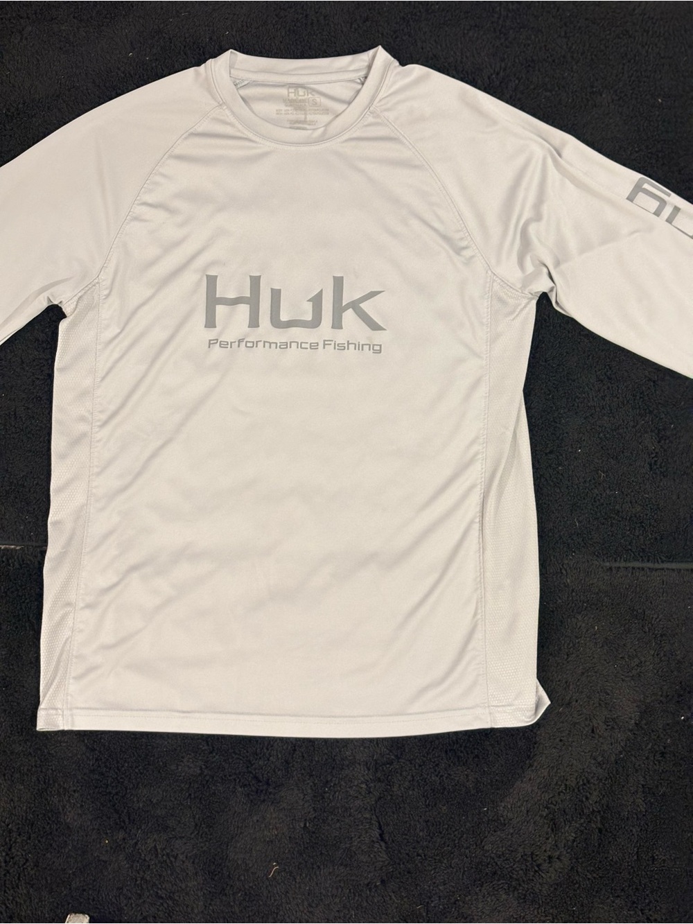 Huk Men's Long-Sleeve Rash Guard in Light Gray with Gray Logo